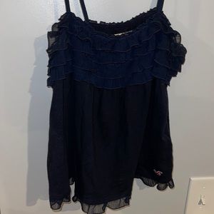 Navy Blue Tank with ruffles. Size Lg